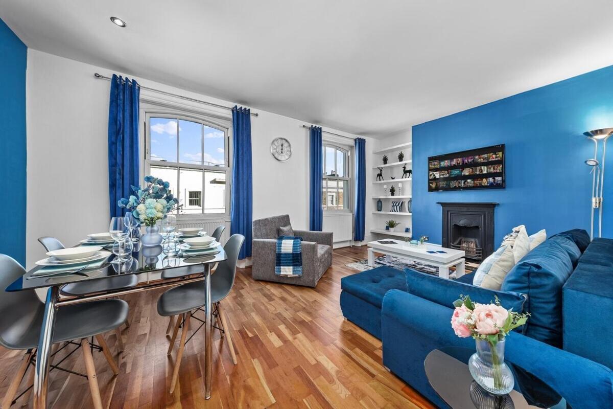 Balcony Blue Theme 1 Bedroom Central London Luxury Flat Near Hyde Park! Accommodates Up To 6! Double Sofa Bed And Next To Station! Exterior foto