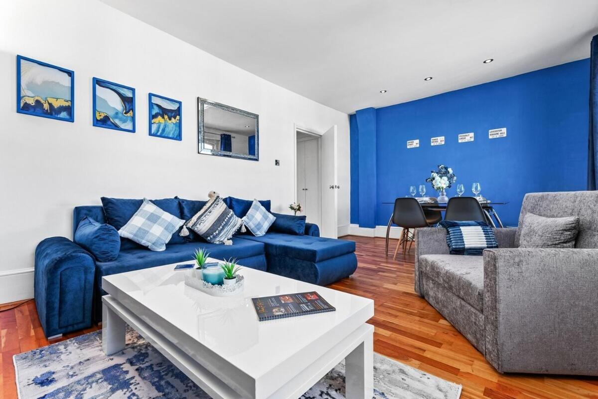 Balcony Blue Theme 1 Bedroom Central London Luxury Flat Near Hyde Park! Accommodates Up To 6! Double Sofa Bed And Next To Station! Exterior foto